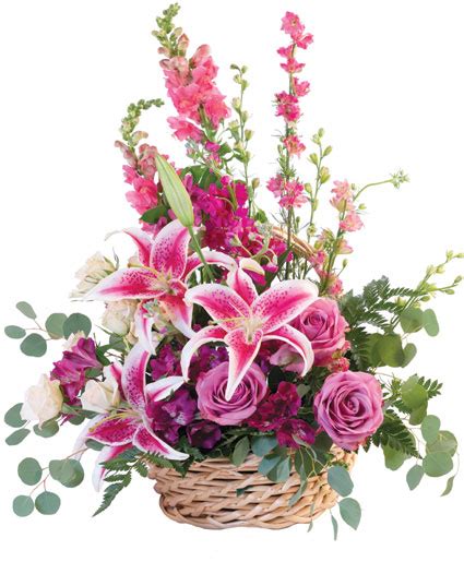 Pink Floral Fantasy Basket Arrangement In Whiting Nj A Whiting