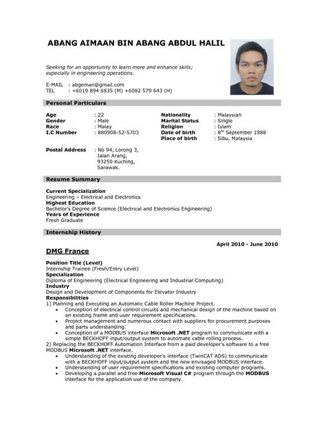 No matter how long i stayed in a company. Sample Of Resume Format For Job Application (With images ...