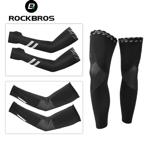 Rockbros Sunscreen Cycling Arm Sleeves Leg Sets Uv Protection Ice Silk Breathable Hiking Gear
