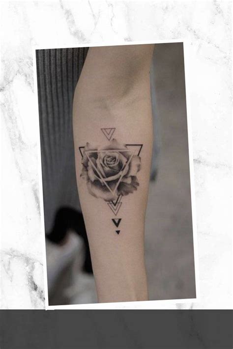 Top Unique Geometric Rose Forearm Tattoo Ideas For Women Trendy