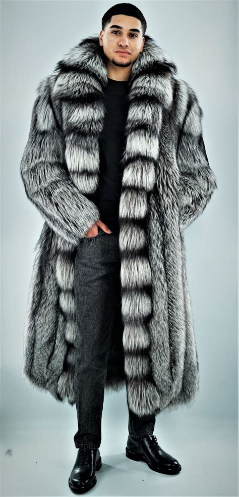 Classic Men S Canadian Silver Fox Fur Coat Mens Fur Coat