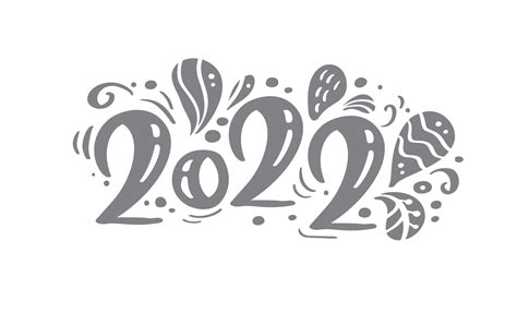 Christmas Card Happy New Year 2022 Year Logo Calligraphy Text Vector