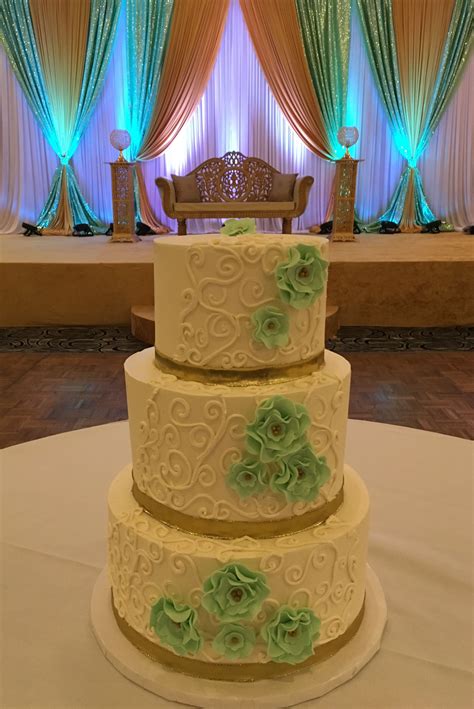 Mint Green And Gold Wedding Cake Gold Wedding Cake