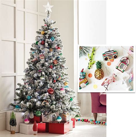 Christmas Tree Decorated With Novelty Decorations And Close Up Of Fun