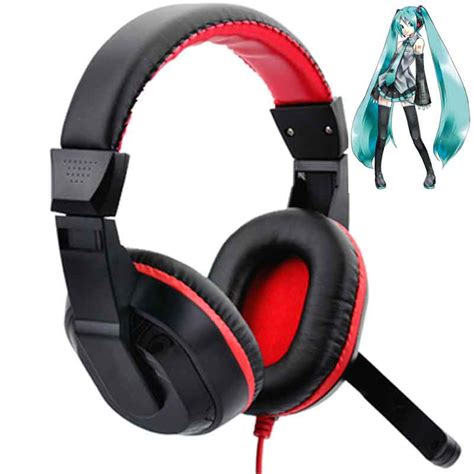 Anime Hatsune Miku Stereo Bass Headphones Pc Gaming Earphone With Mic