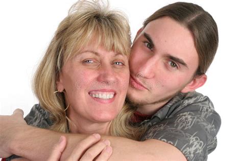 Teen Son Kisses Mom Stock Photo Image Of Forty Goatee