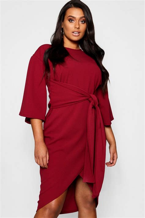 Plus Kimono Sleeve Wrap Over Midi Dress Dresses Midi Dress Bodycon Dress