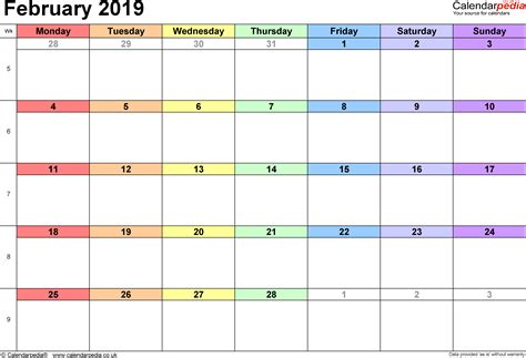 Calendar February 2019 Uk Bank Holidays Excelpdfword Templates