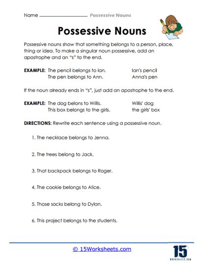 Singular And Plural Possessive Noun Worksheets For Grade 3 Worksheets