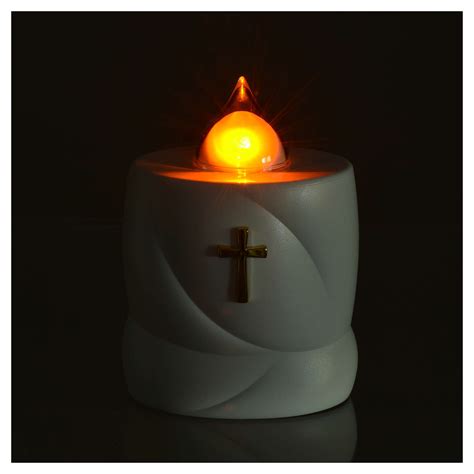 Lumada Electric Candle White With Cross And Yellow Flame Online