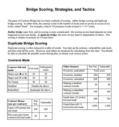 Sample Bridge Score Sheets Pdf Sample Templates