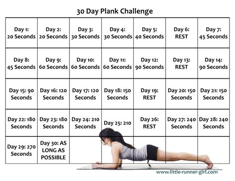 30 Day Plank Challenge Calendar Free Calendar Template