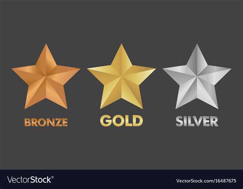 Gold Silver And Bronze Star Set Royalty Free Vector Image