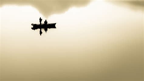 Download 1920x1080 Boat Fishing People Silhouette Reflection