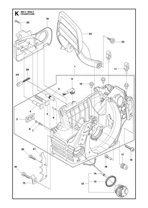 Husqvarna 450 E Ii Chainsaw Crankcase Spare Parts Diagram