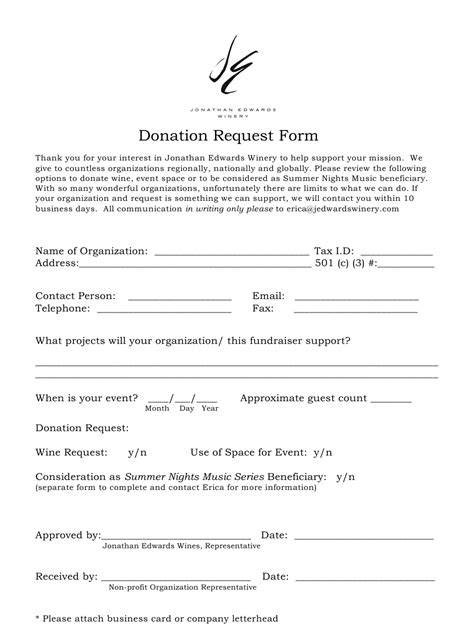 Donation Request Form Jonathan Edwards Winery Fill Out Sign Online