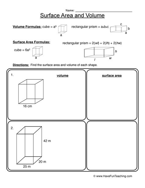 Surface Area Of Rectangular Prism Worksheet Surface Area Lesson Plan