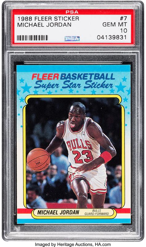 1988 Fleer Sticker Michael Jordan 7 Psa Gem Mint 10 Basketball