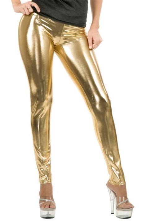 Gold Leggings Liquid Metal Adult Womens Sexy Shiny Halloween Costume Extra Small Costumeville