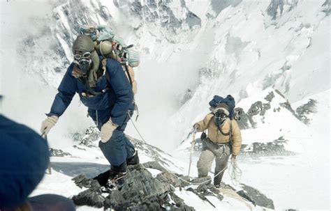 Edmund Hillary And Tenzing Norgay Approaching 28 000 Feet Laden With Extra Equipment To