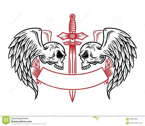 Skull Logo Icon Or Skull Illustration With Wings Vector