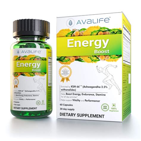 Avalife Energy Boost Natural Energy Boosting Supplements For Men And Women Gluten Free Vegan