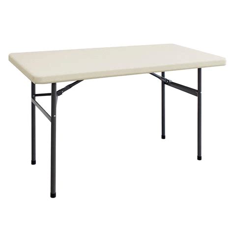 Hdx 4 Ft Banquet Folding Resin Earth Tan Table 2448bx The Home Depot