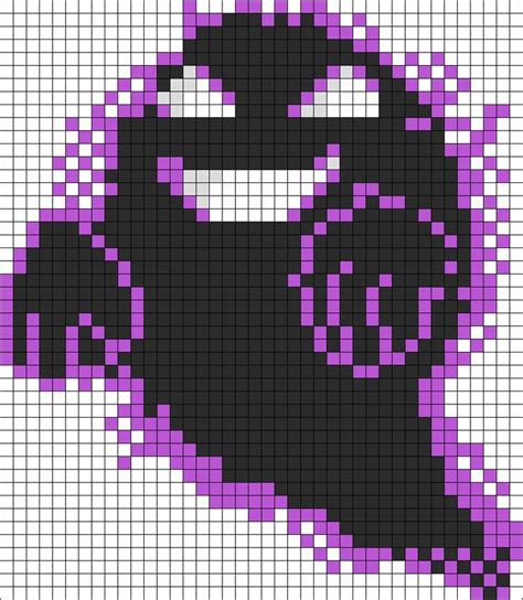 Ghost Missingno Sprite Kandi Pattern Pixel Art Grid Pixel Art Pixel