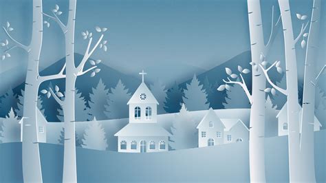 Landscape of village in winter field in paper cut style 681127 Vector
