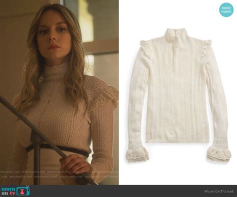 Shop with afterpay on eligible items. WornOnTV: Carla's white ruffle trim sweater on Elite ...