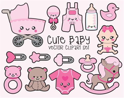 Premium Vector Clipart Kawaii Baby Clipart Kawaii Baby Clip Art Set