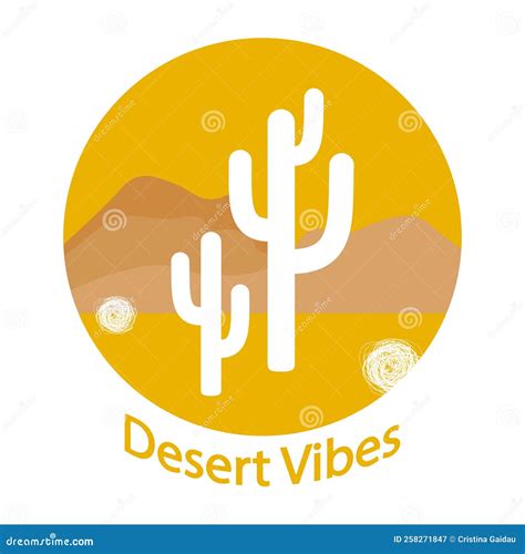 Desert Landscape Vector Illustration Isolated on White Background Stock