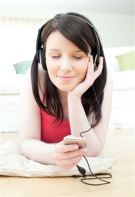 Relaxed Woman Listening Music With Headphones On Stock Photo Image Of