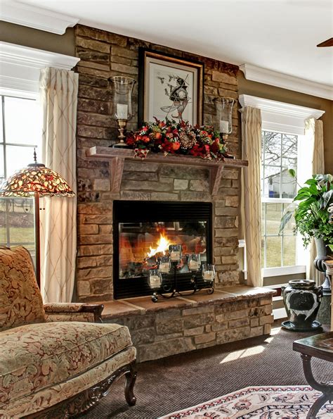 A Stone Fireplace Adds A Rustic Element To An Elegant Room Making It A