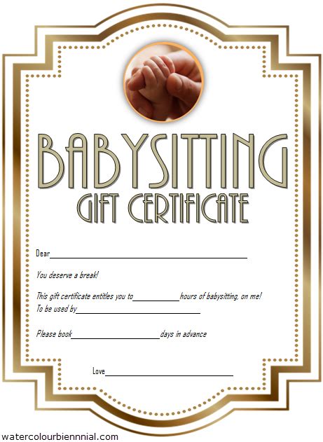 Just think of something you can do for your gift recipient and give it! Babysitting Gift Certificate Template Free 7+ NEW CHOICES