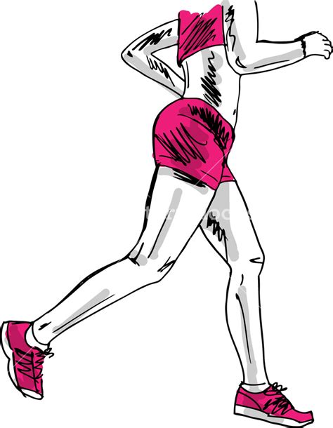 Sketch Of Female Marathon Runner Vector Illustration Royalty Free