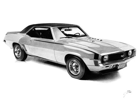 1969 Chevrolet Camaro Ss Realistic Drawing On Behance