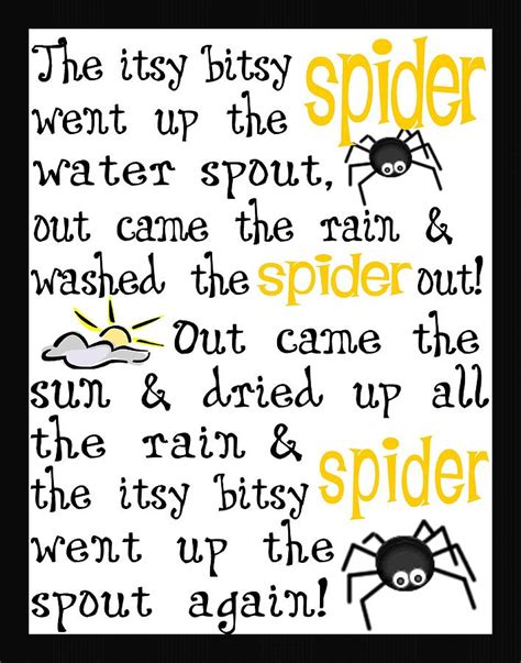 Itsy Bitsy Spider Lyrics Printable Printabletemplates