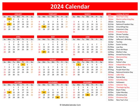 Large 2024 Calendar With Holidays Calendar Quickly Ariaatr Photos