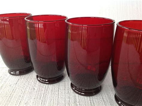 4 Vintage Baltic Royal Ruby Water Glasses Ruby Red Glasses Anchor