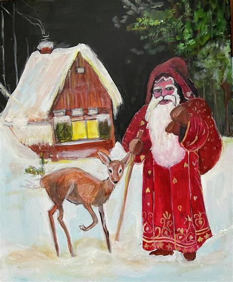 St Nicholas And A Fawn Painting By Denice Palanuk Wilson Fine Art