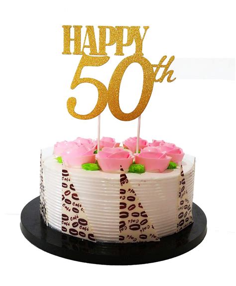 Home And Garden 50th Fifty 5oth Happy Birthday Cake Topper Glitter