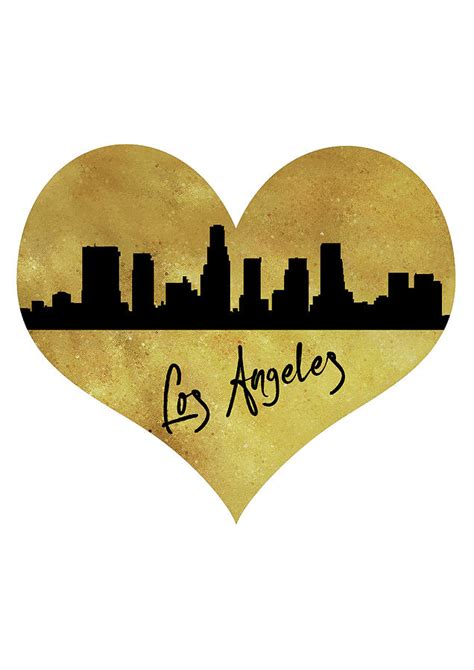 Los Angeles Skyline Gold 1 Digital Art By Erzebet S Pixels
