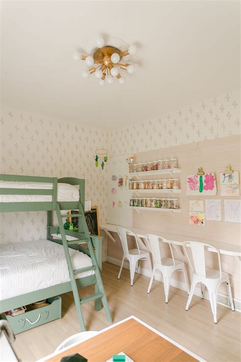The dimension of the chair rail should hit about 1/3 up the wall. Kiddo Guest + Playroom Update - A Beautiful Mess in 2020 ...