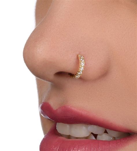 Diamond Nose Ring Diamond Nose Hoop Genuine Diamonds Nose Etsy