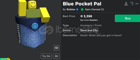 Roblox Limited Blue Pocket Pal 1293162 İtemsatış