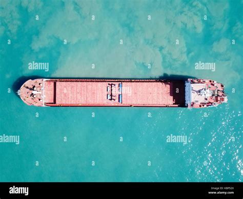 General Cargo Ship Cruising At The Mediterranean Sea Aerial Image