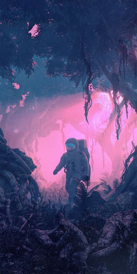 Astronaut Forest Fantasy Explorer Artwork 1080x2160 Wallpaper