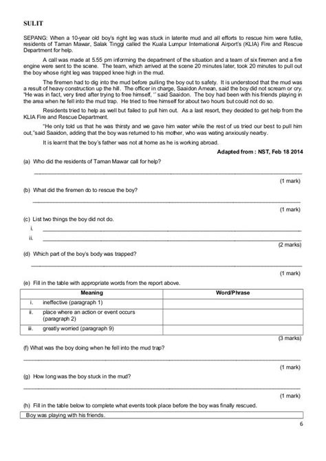 Form 1 English Exam Paper With Answer Malaysia Form 1 English