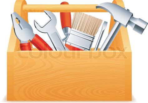 Wooden Toolbox Full Of Tools Stock Vector Colourbox